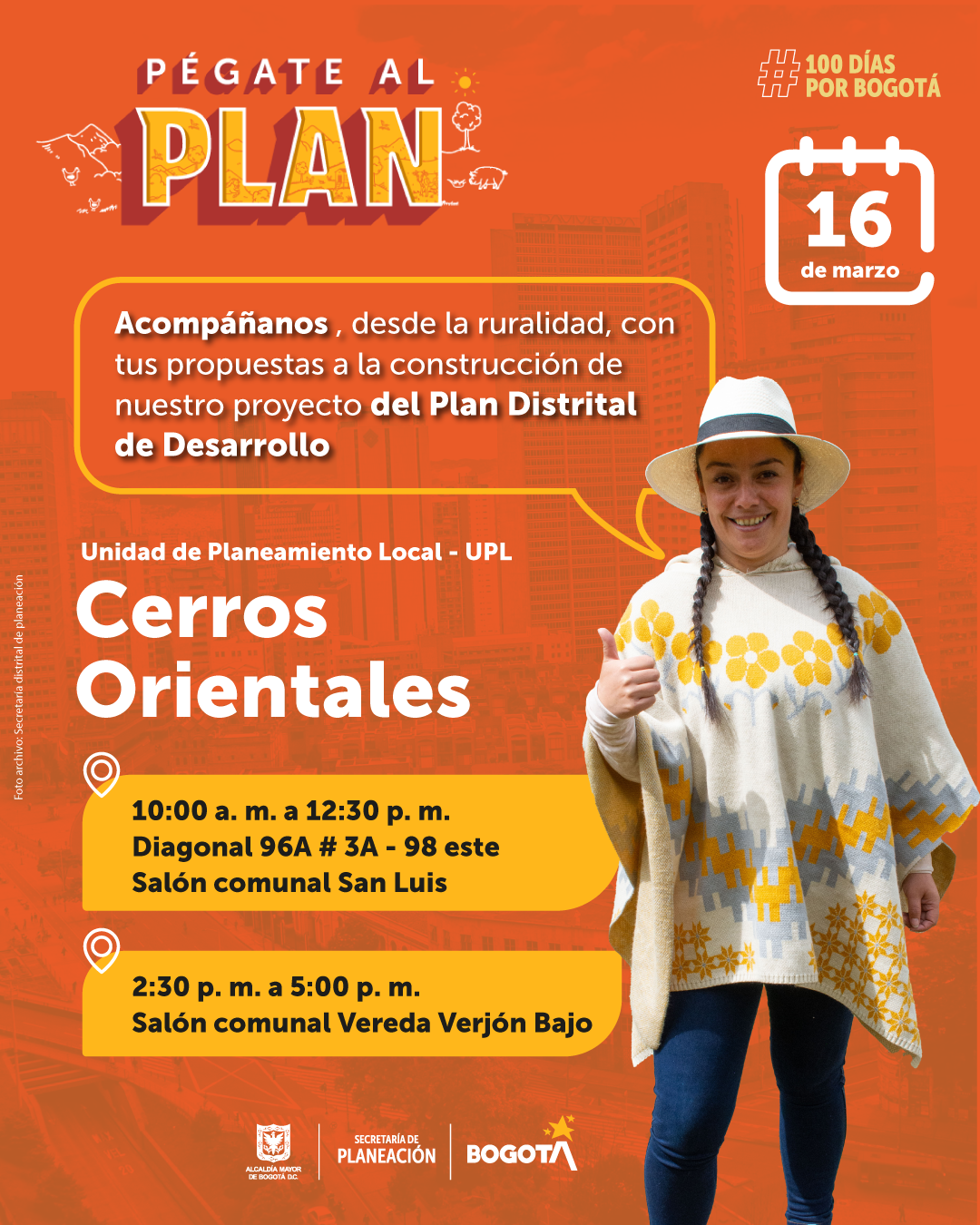 Mujer con ruana y sombrero