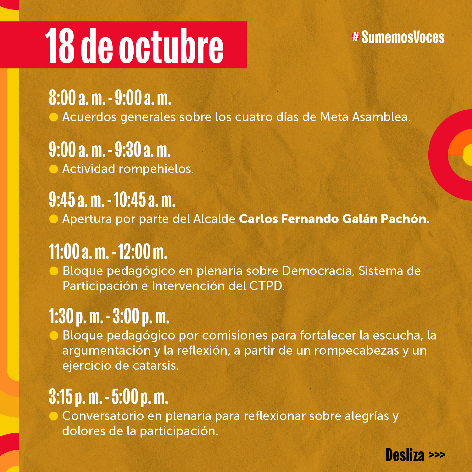 Pieza numero 2 de carrusel sobre exposición de agenda de Asambleas Deliberativas