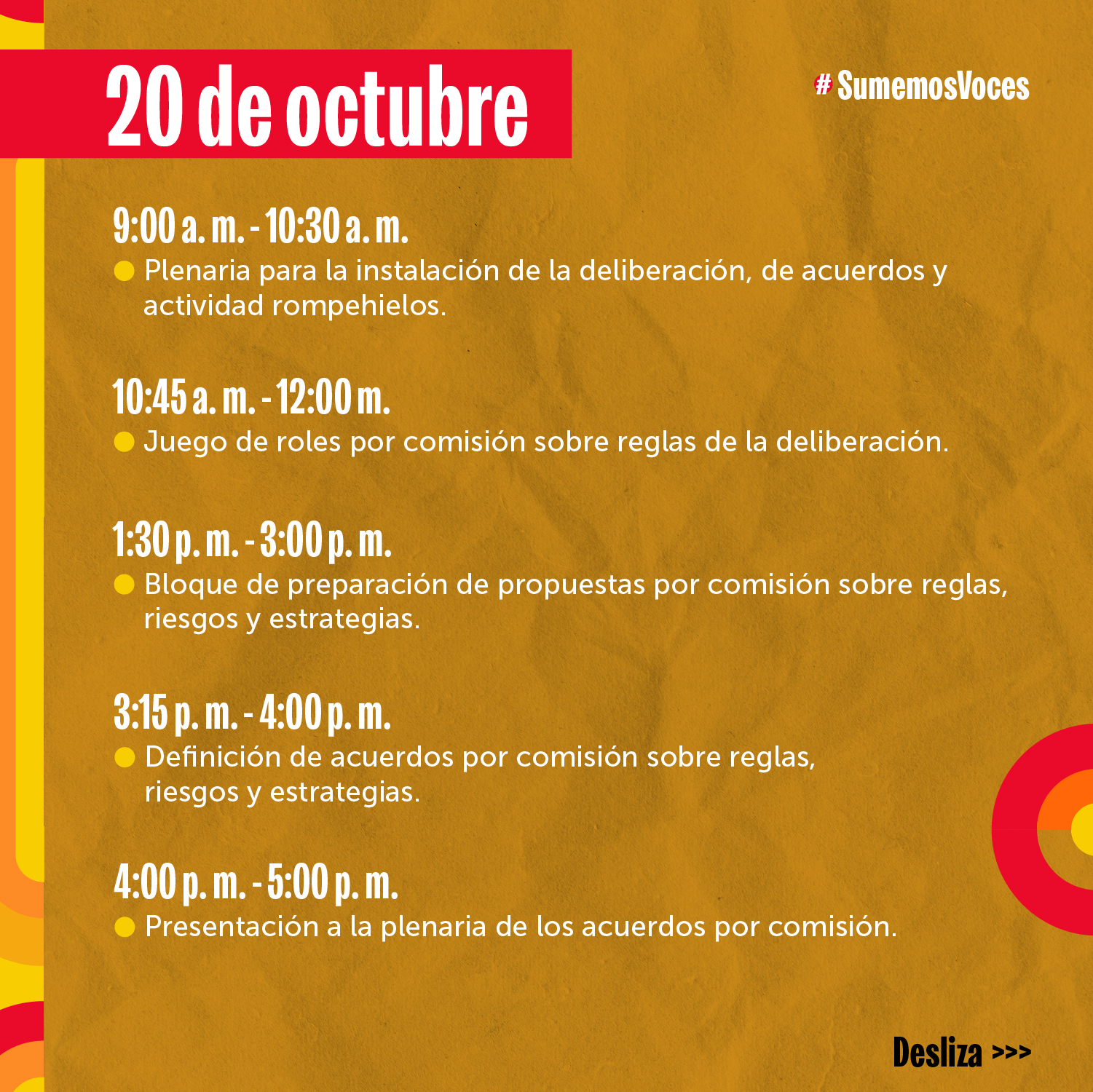 Pieza numero 4 de carrusel sobre exposición de agenda de Asambleas Deliberativas