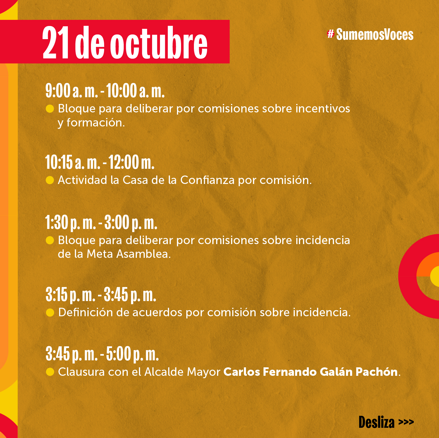 Pieza numero 5 de carrusel sobre exposición de agenda de Asambleas Deliberativas