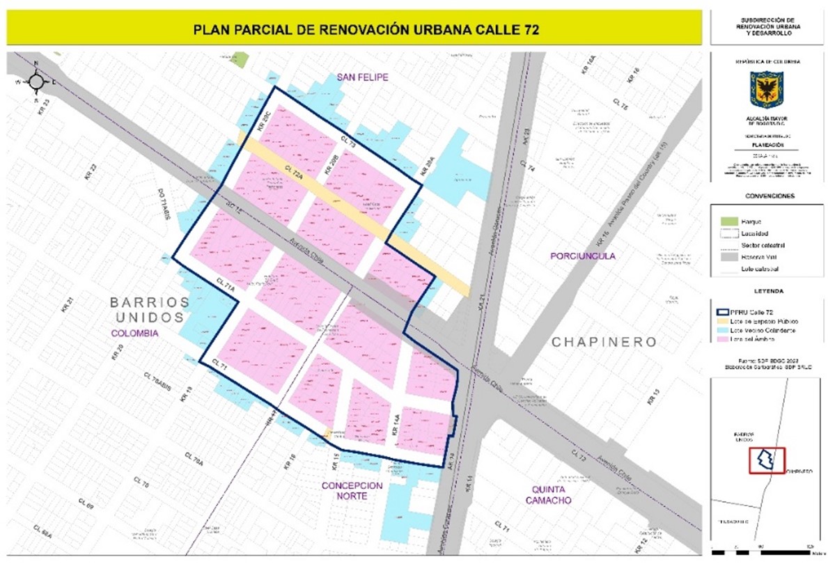 Plano Plan Parcial de Renovación Urbana Calle 72