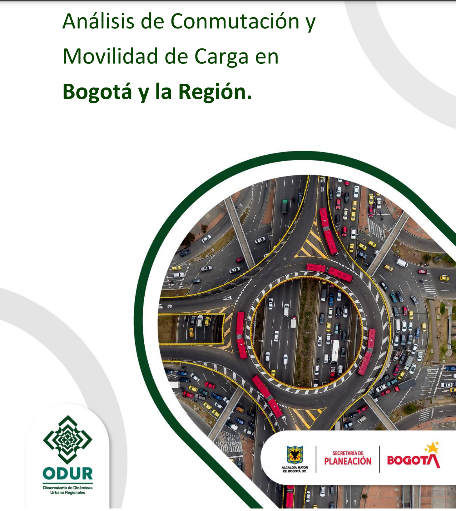 Panorámica de una vía en forma de gloria de Bogotá