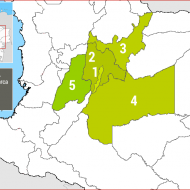 Mapa de la región central de Colombia que muestra las ciudades participantes