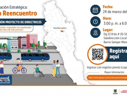 Personas realizando diferentes actividades al aire libre. Buses y metro elevado.