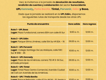 Jornada de devolución Unidades de Planeamiento Local Sector Suroccidente