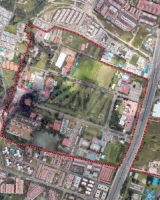 Imagen aérea satelital, con el polígono de intervención del Plan de Regularización y Manejo 
