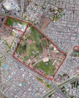 Imagen aérea satelital, con el polígono de intervención del Plan de Regularización y Manejo 
