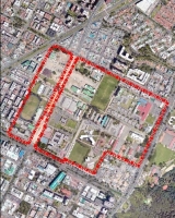 Imagen aérea satelital, con el polígono de intervención del Plan de Regularización y Manejo 