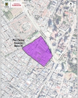 Imagen satelital que contiene la delimitación y localización del PPD "Estación Metro 26"