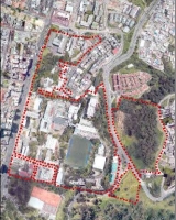 Imagen aérea satelital, con el polígono de intervención del Plan de Regularización y Manejo 