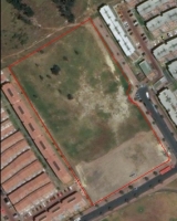Imagen aérea satelital, con el polígono de intervención del Plan de Implantación.