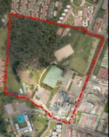 Imagen aérea satelital, con el polígono de intervención del Plan de Regularización y Manejo 