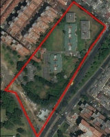 Imagen aérea satelital, con el polígono de intervención del Plan de Regularización y Manejo 