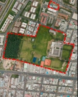 Imagen aérea satelital, con el polígono de intervención del Plan de Regularización y Manejo 