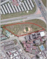 Imagen aérea satelital, con el polígono de intervención del Plan de Implantación.