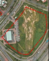 Imagen aérea satelital, con el polígono de intervención del Plan de Implantación.