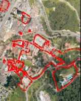 Imagen aérea satelital, con el polígono de intervención del Plan de Regularización y Manejo 
