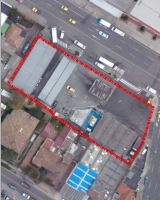 Imagen aérea satelital, con el polígono de intervención del Plan de Implantación.