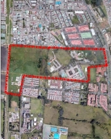 Imagen aérea satelital, con el polígono de intervención del Plan de Regularización y Manejo 