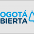 Texto Bogota Abierta con la silueta de una montaña en azul