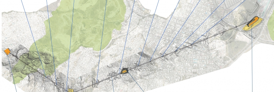 Mapa de la localidad de Ciudad Bolívar con los proyectos conexos a Transmicable