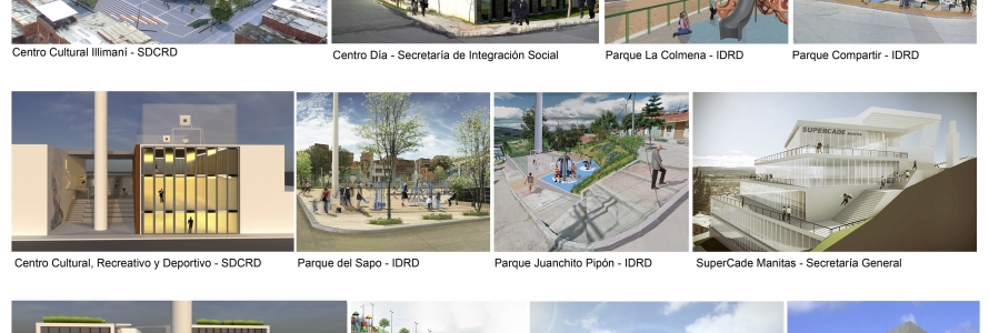 Montaje de fotos de los proyectos conexos a Transmicable en la localidad de Ciudad Bolívar