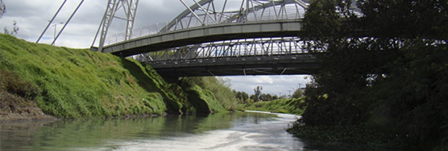 Puente vehicular y peatonal que atraviesa el Río Bogotá