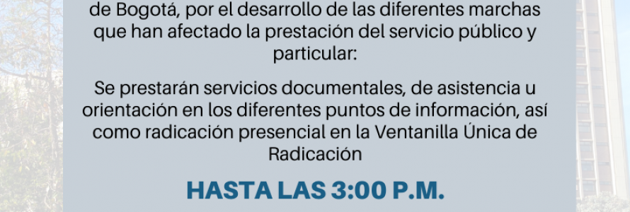 Miércoles 27 de noviembre: atención en puntos de servicio documentales hasta las 3:00 p.m.