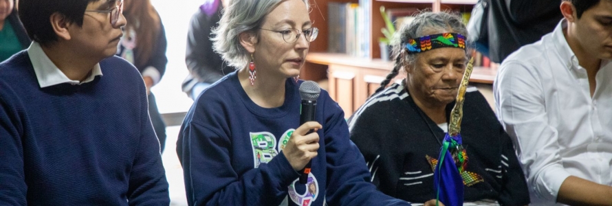 Secretaria de Planeación, María Mercedes Garcés con miembros del Cabildo Indígena Muisca